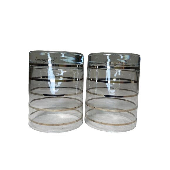 Vintage Georges Briard Silver Rimmed Glass Tumblers Set Of 2 Mid-Century Modern - Picture 10 of 15